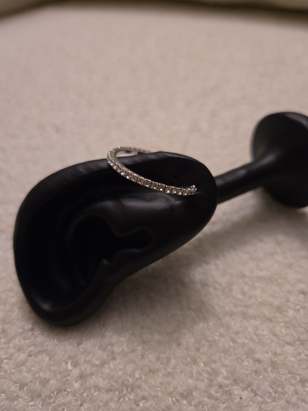 Diamond-Style Pavé Hoop Earring - Silver